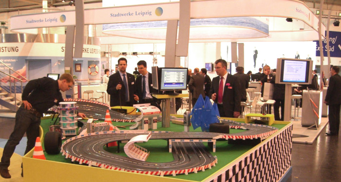 mehrspurige Carrerabahn Sonderanfertigung | Messestand