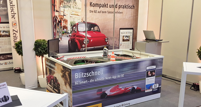 Carrerabahn Sonderanfertigung | Badische Zeitung | Messestand